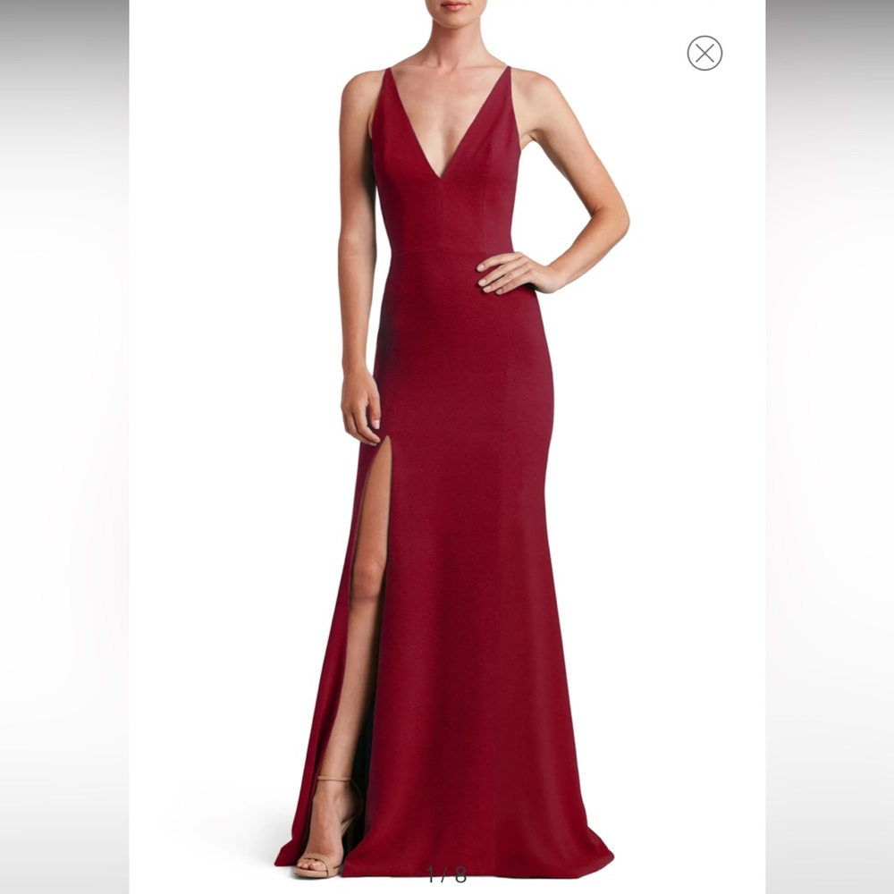 Dress the Population V-Neck Iris Crepe Gown